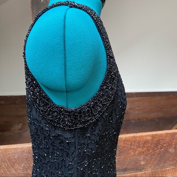 ✨HP✨ Vintage Laurence Kazar Beaded Silk Cocktail Dress - Picture 7 of 14